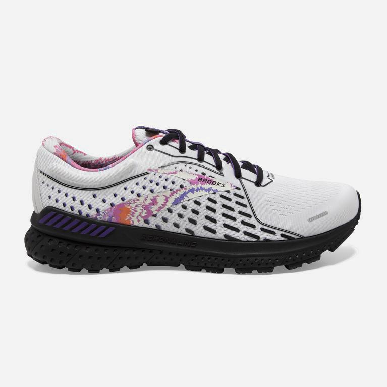 Brooks Adrenaline Gts 21 Israel - Men's Road Running Shoes - White/Black/Ultra Violet (97015-XPNL)